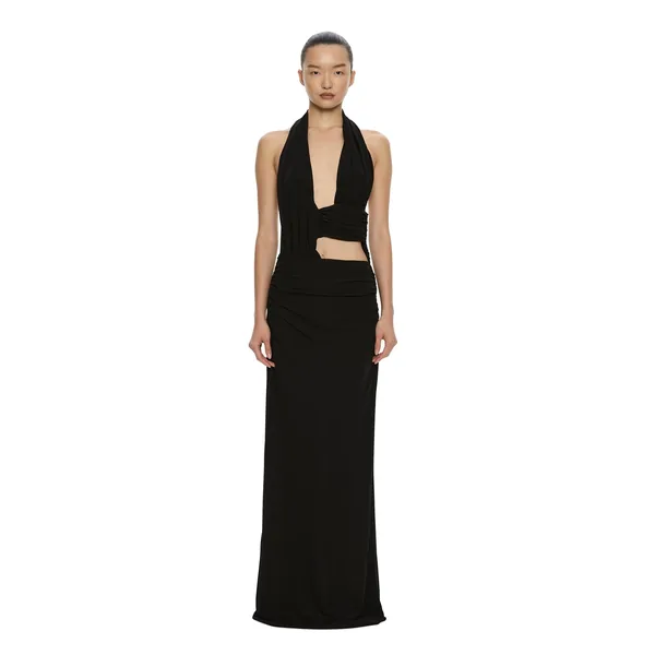 Christopher Esber Draped Cummerbund Jersey Dress in Black
