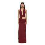 Christopher Esber Draped Cummerbund Jersey Dress in Wine