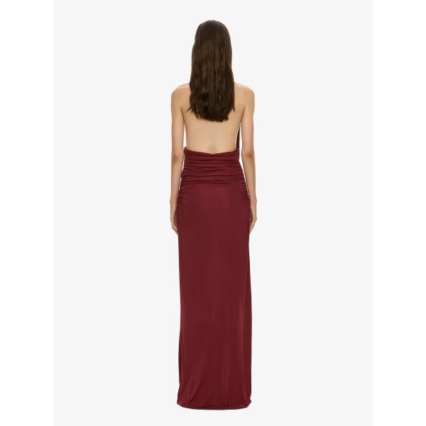 Christopher Esber Draped Cummerbund Jersey Dress in Wine, view 4