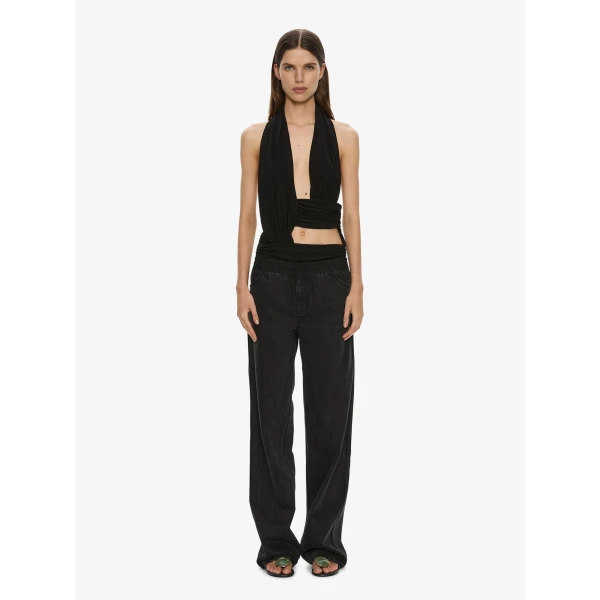Christopher Esber Draped Cummerbund Jersey Top in Black, view 2
