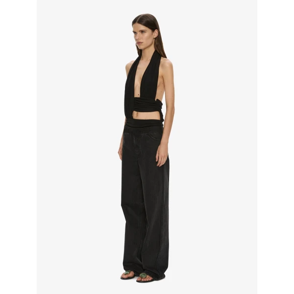 Christopher Esber Draped Cummerbund Jersey Top in Black, view 3