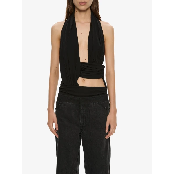 Christopher Esber Draped Cummerbund Jersey Top in Black, view 4