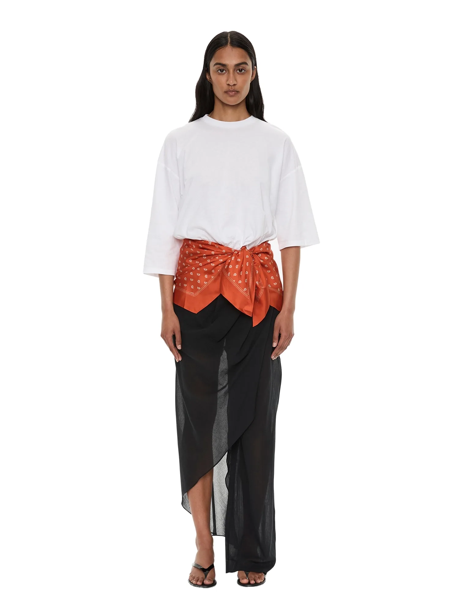 Christopher Esber Draped Skirt Cotton Trouser in Black