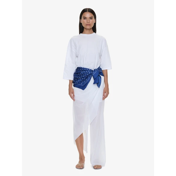 Christopher Esber Draped Skirt Cotton Trouser in White, view 3