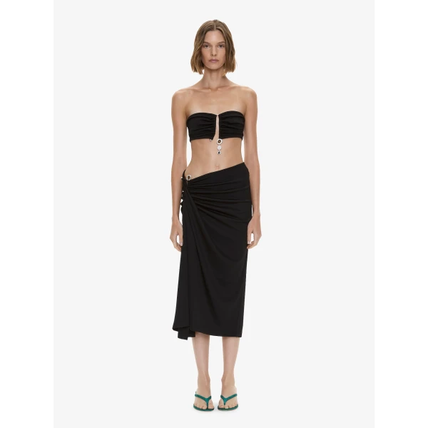 Christopher Esber Droplet Crystal Clasp Cascade Skirt in Black, view 2