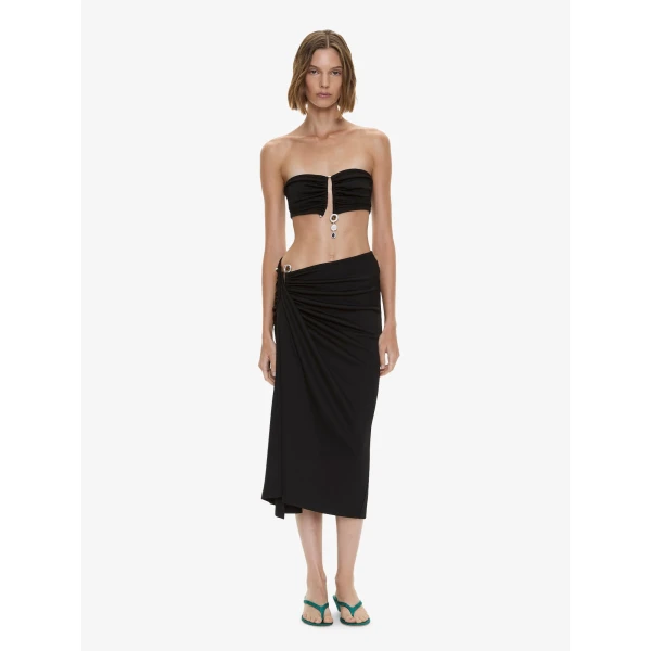 Christopher Esber Droplet Crystal Clasp Cascade Skirt in Black, view 3