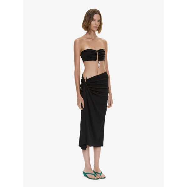 Christopher Esber Droplet Crystal Clasp Cascade Skirt in Black, view 5