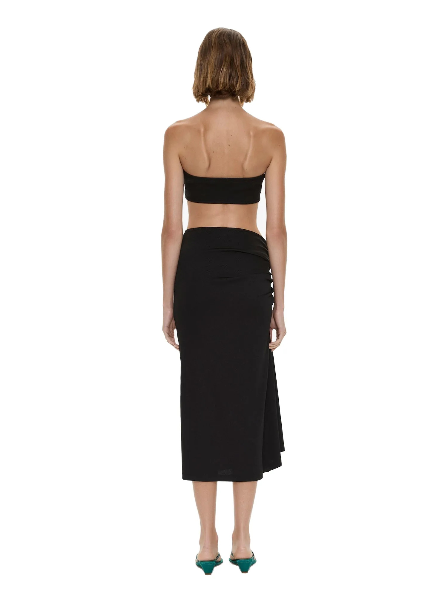 Christopher Esber Droplet Crystal Clasp Cascade Skirt in Black