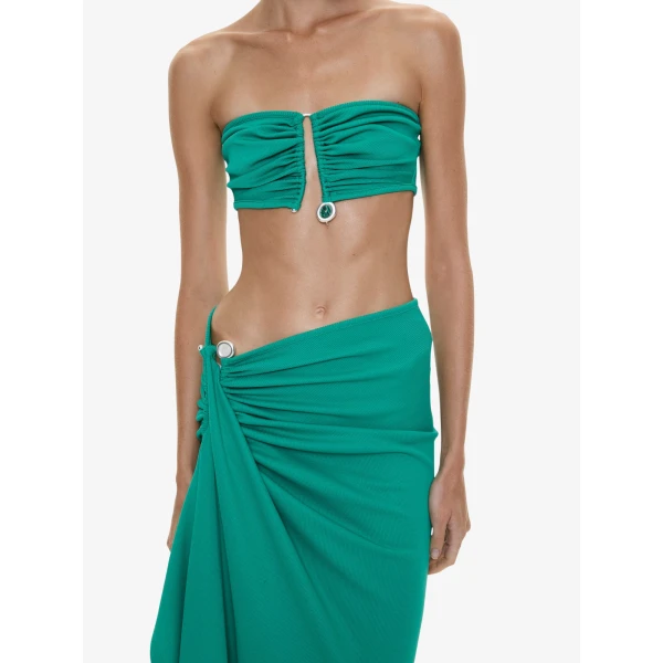 Christopher Esber Droplet Crystal Clasp Cascade Skirt in Malachite, view 3
