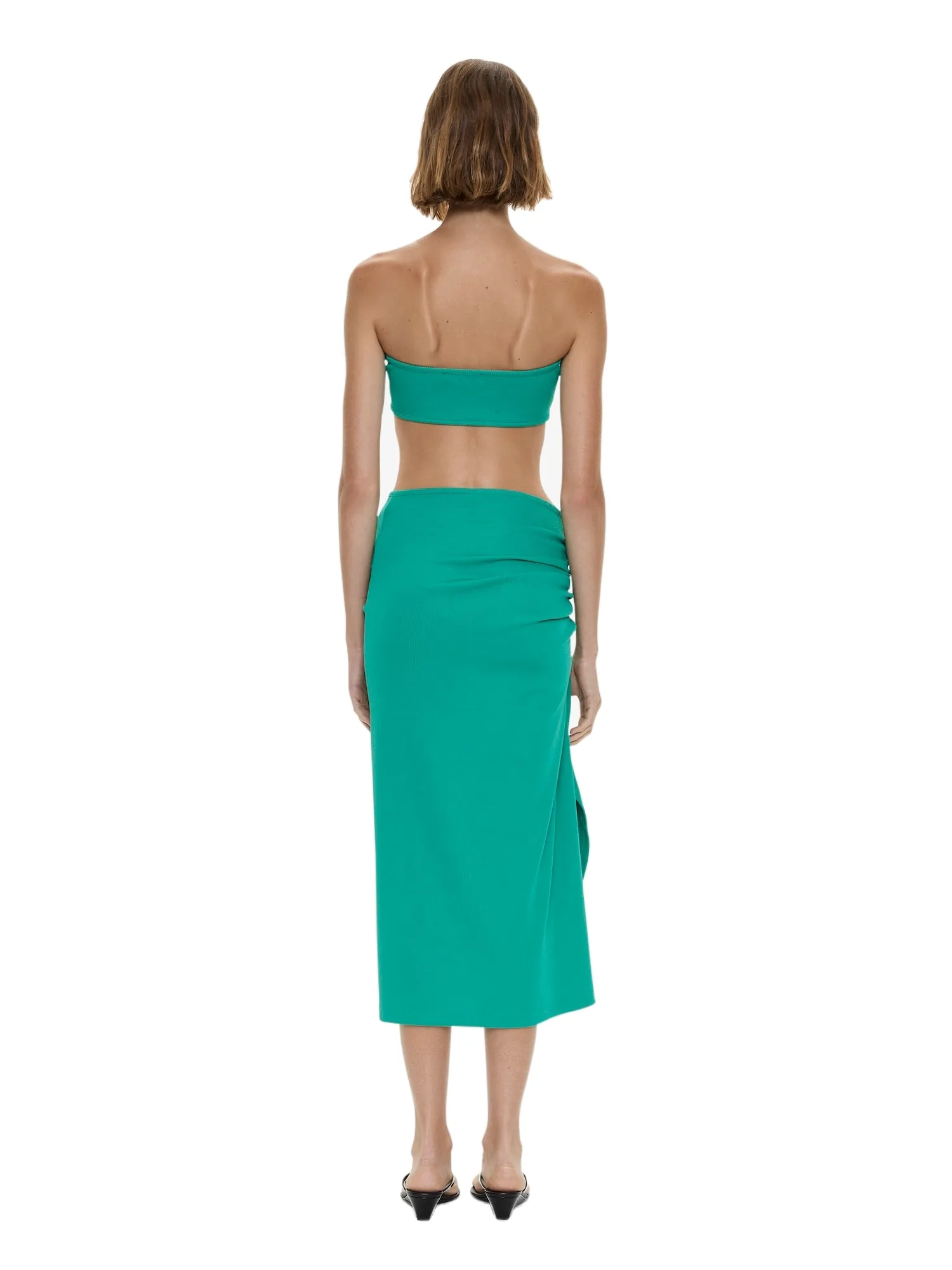 Christopher Esber Droplet Crystal Clasp Cascade Skirt in Malachite