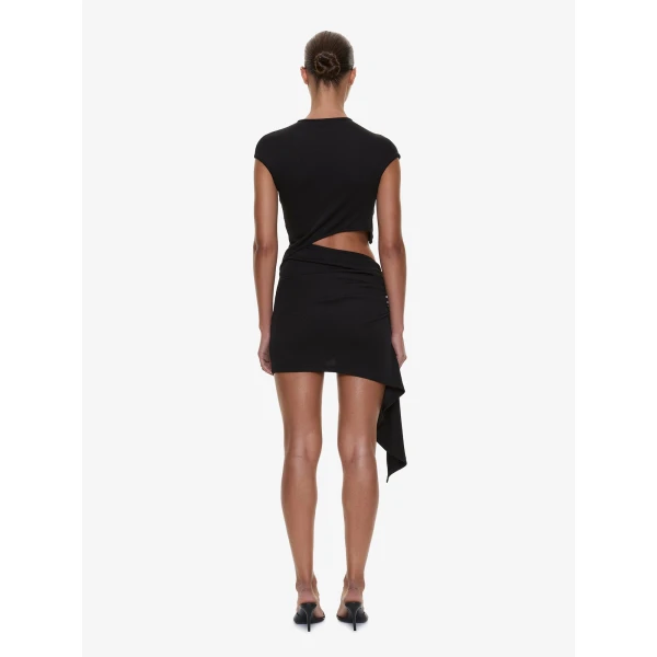 Christopher Esber Droplet Crystal Clasp Draped Tank Dress in Black, view 4