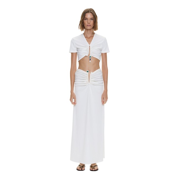 Christopher Esber Droplet Crystal Clasp Skirt in White