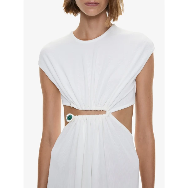 Christopher Esber Droplet Crystal Clasp Tank Dress in White, view 2