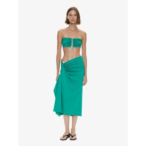 Christopher Esber Droplet Crystal Pendant Ruched Bandeau in Malachite Top, view 2