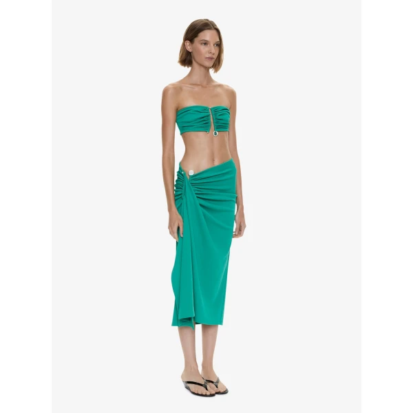 Christopher Esber Droplet Crystal Pendant Ruched Bandeau in Malachite Top, view 4