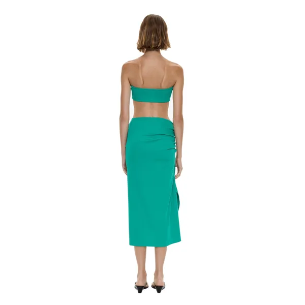 Christopher Esber Droplet Crystal Pendant Ruched Bandeau in Malachite Top
