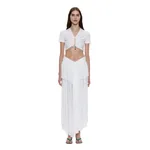 Christopher Esber Droplet Crystal Pendant Ruched Tee in White Top