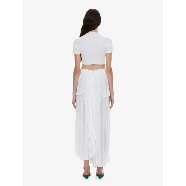 Christopher Esber Droplet Crystal Pendant Ruched Tee in White Top, view 4