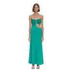 Christopher Esber Droplet Crystal Pendant Strapless Dress in Malachite