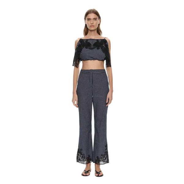 Christopher Esber Embroidered Handkerchief Tee in Inked Check Top