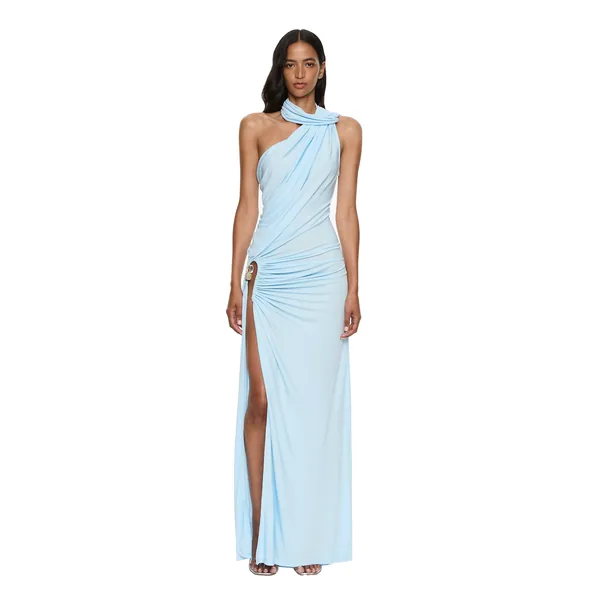 Christopher Esber Helix Crystal Gown in Lago Blue