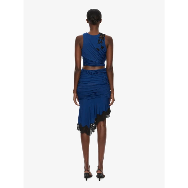 Christopher Esber Hibiscus Embroidered Fold Up Tank in Azurite Black Top, view 4