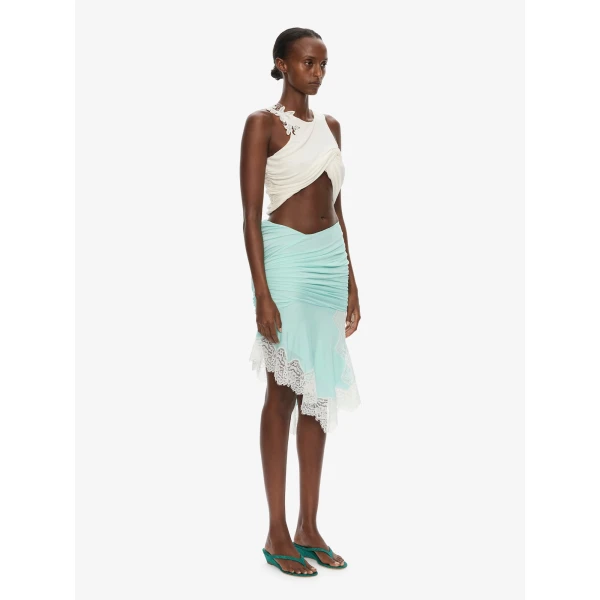 Christopher Esber Hibiscus Embroidered Fold Up Tank in White Top, view 2