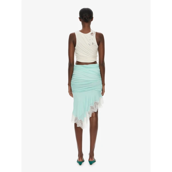 Christopher Esber Hibiscus Embroidered Fold Up Tank in White Top, view 3