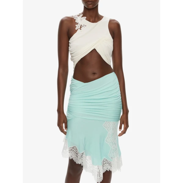 Christopher Esber Hibiscus Embroidered Fold Up Tank in White Top, view 4
