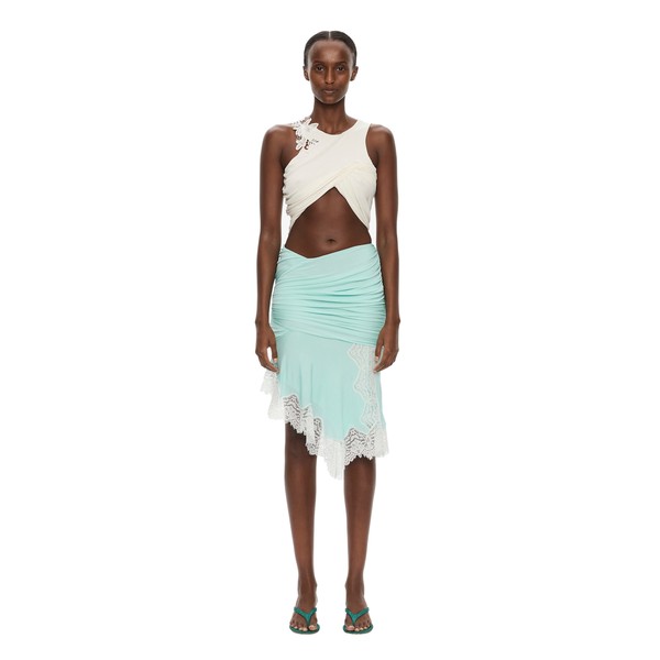 Christopher Esber Hibiscus Embroidered Fold Up Tank in White Top