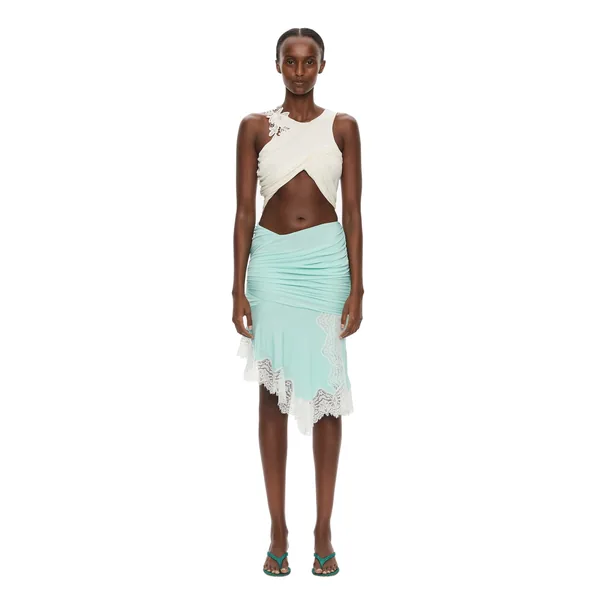 Christopher Esber Hibiscus Embroidered Fold Up Tank in White Top
