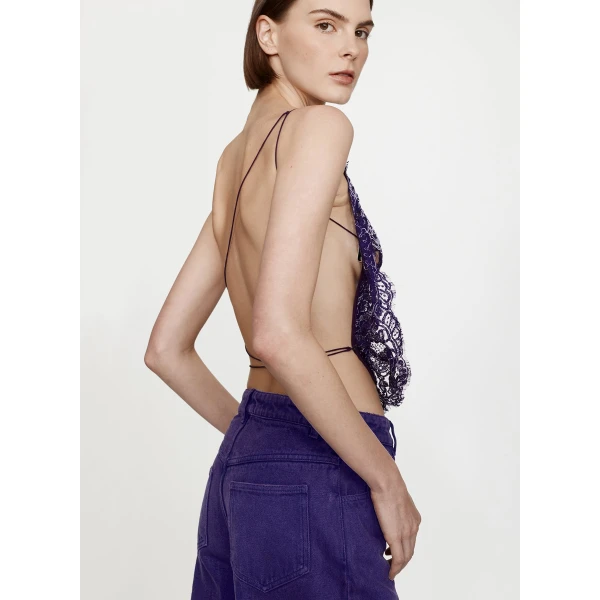 Christopher Esber Iris Floating Lace Cami in Dark Viola, view 2