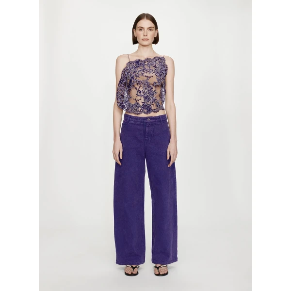 Christopher Esber Iris Floating Lace Cami in Dark Viola, view 3