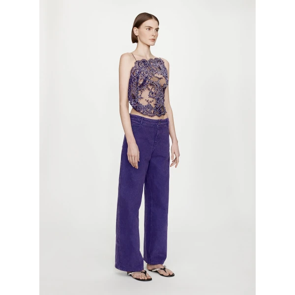 Christopher Esber Iris Floating Lace Cami in Dark Viola, view 4
