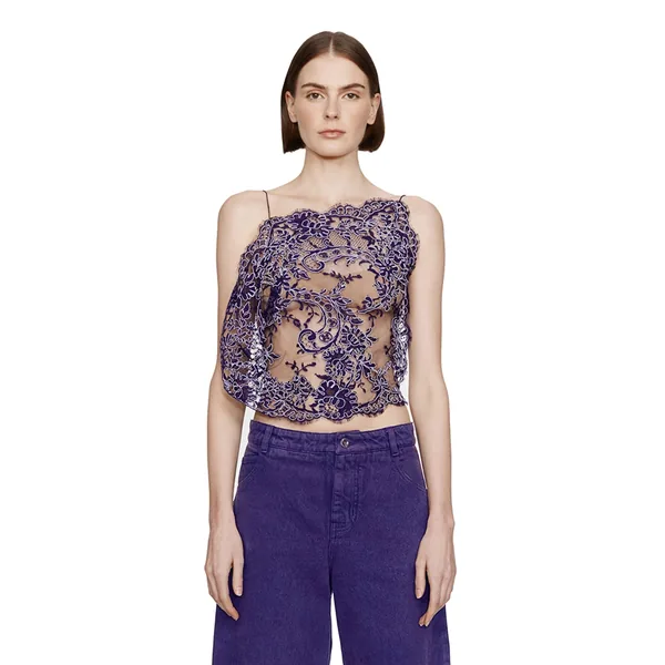 Christopher Esber Iris Floating Lace Cami in Dark Viola
