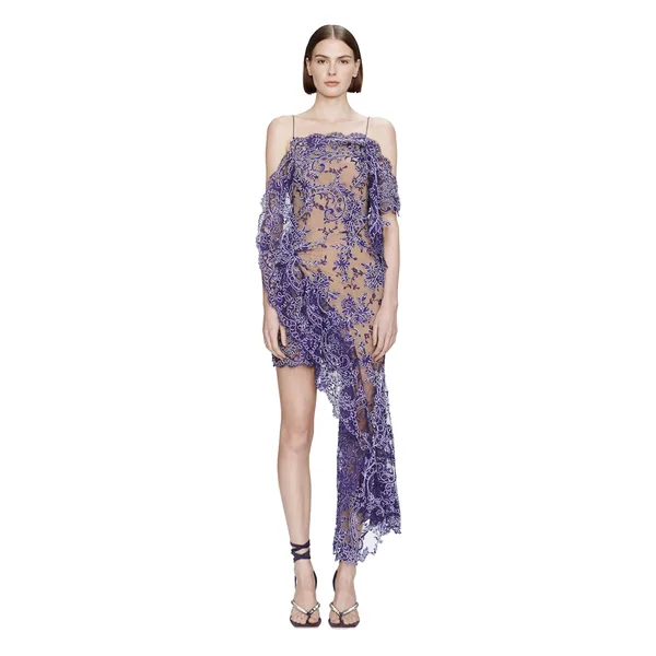 Christopher Esber iris floating lace suspend mini dress