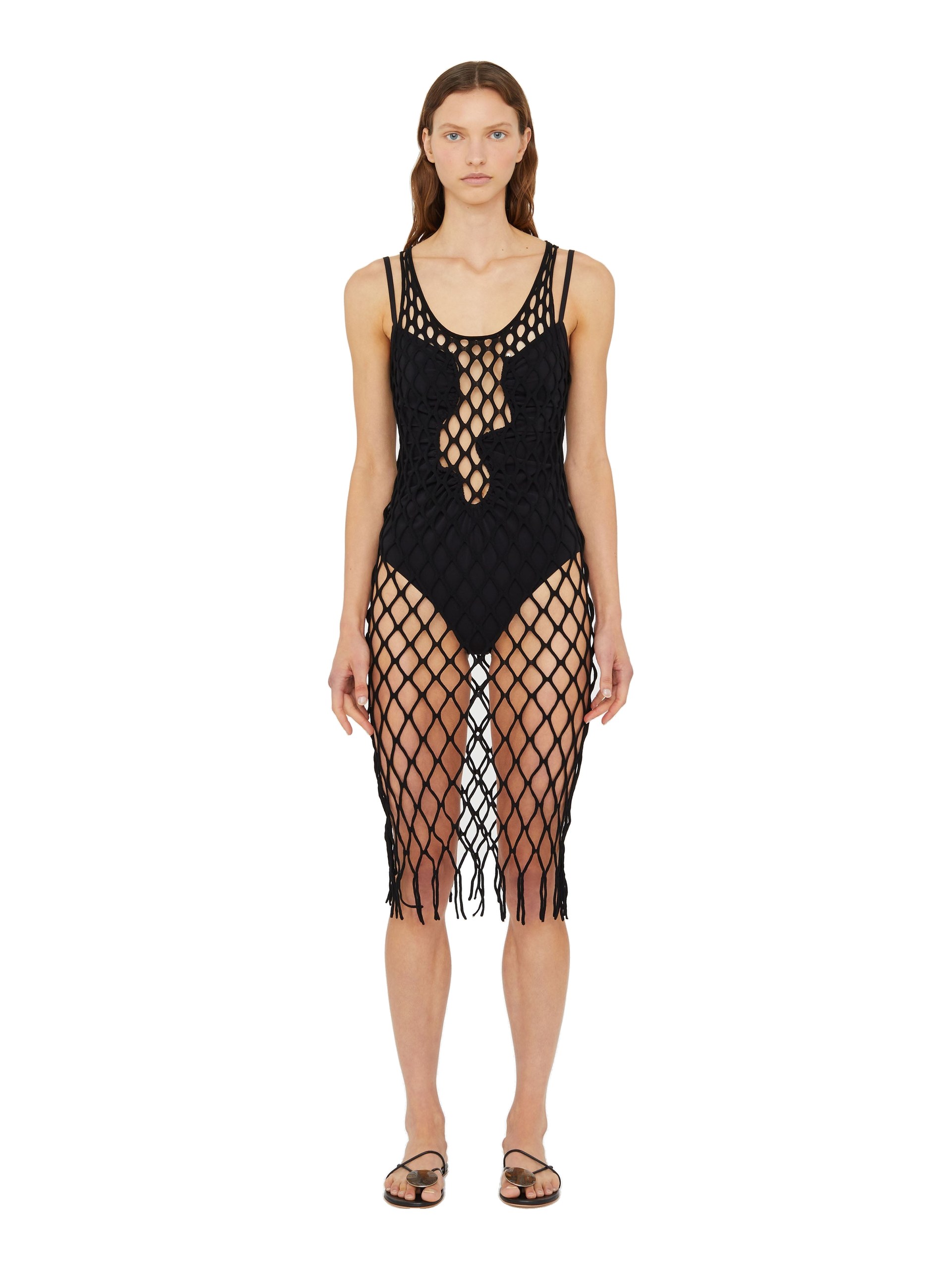 Christopher Esber Knitted Mesh Tank Dress in Black