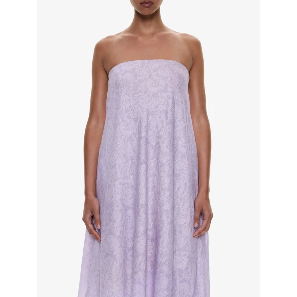 Christopher Esber Light Leak Jacquard Cascade Strapless Dress in Lilac, view 2