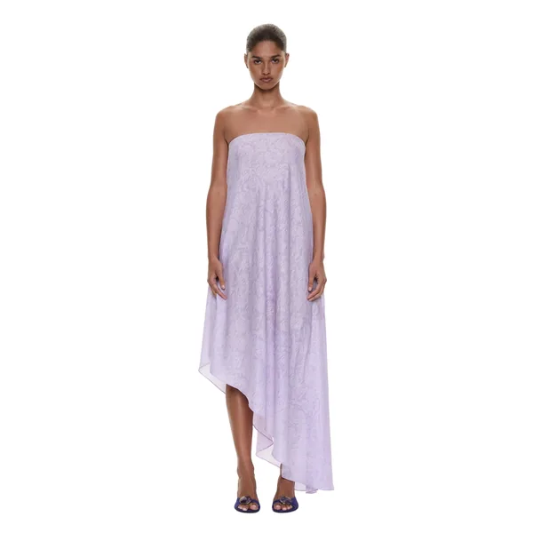 Christopher Esber Light Leak Jacquard Cascade Strapless Dress in Lilac