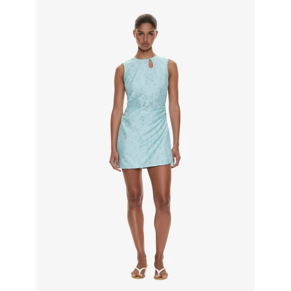Christopher Esber Light Leak Jacquard Loophole Mini Dress in Mystic Mint, view 2