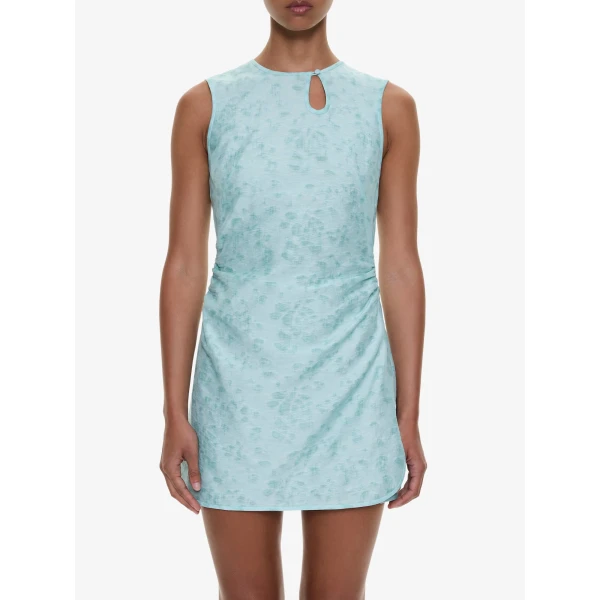 Christopher Esber Light Leak Jacquard Loophole Mini Dress in Mystic Mint, view 3