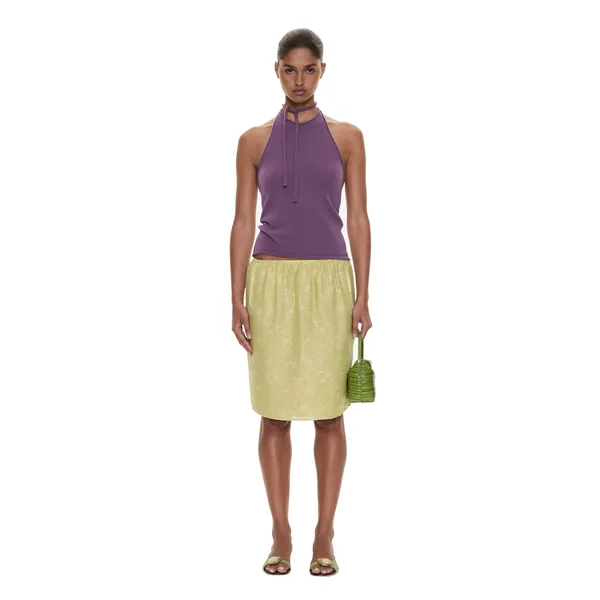 Christopher Esber Light Leak Jacquard Slip Skirt in Chartreuse