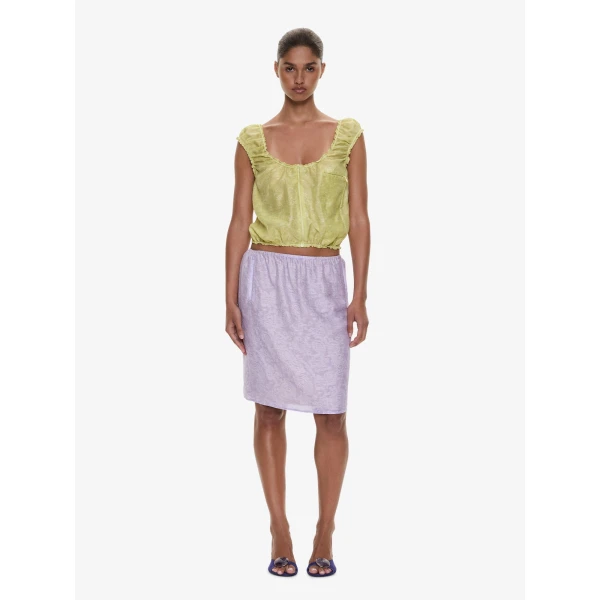 Christopher Esber Light Leak Jacquard Zip Up Top in Chartreuse, view 2