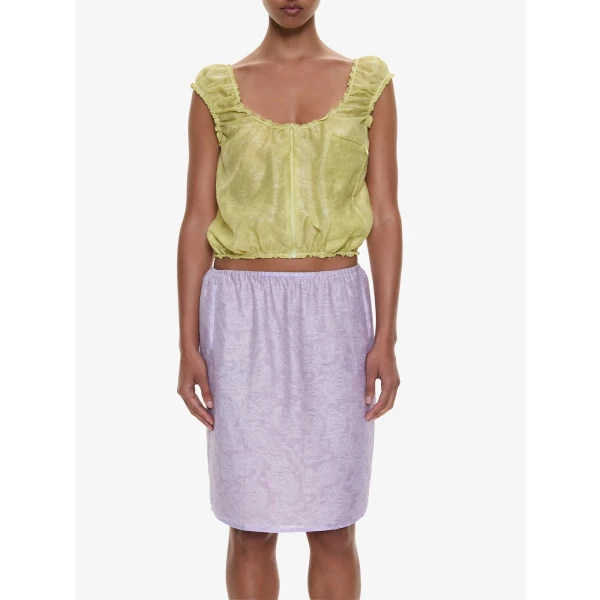 Christopher Esber Light Leak Jacquard Zip Up Top in Chartreuse, view 4