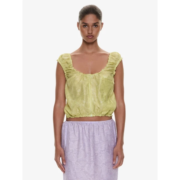 Christopher Esber Light Leak Jacquard Zip Up Top in Chartreuse, view 6