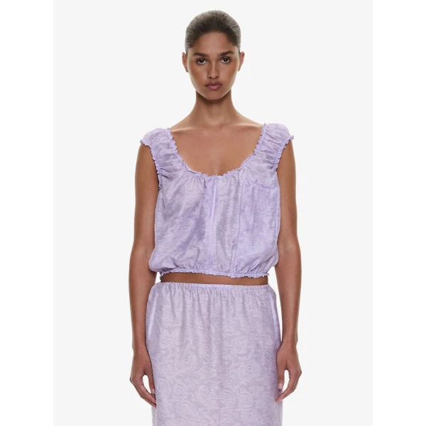 Christopher Esber Light Leak Jacquard Zip Up Top in Lilac, view 6