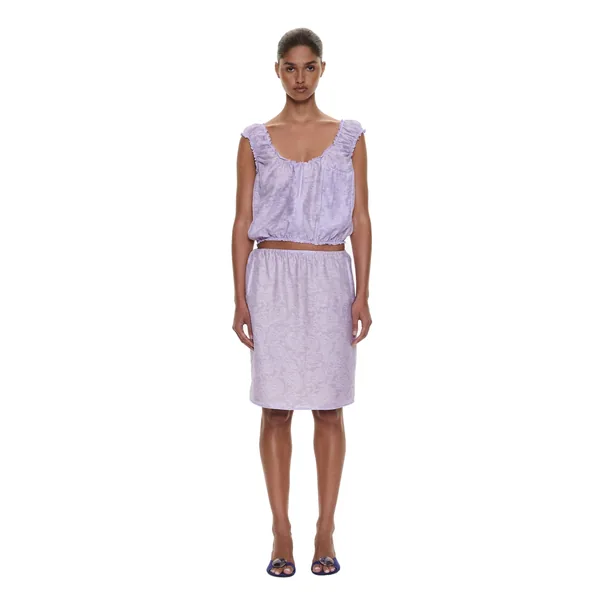 Christopher Esber Light Leak Jacquard Zip Up Top in Lilac