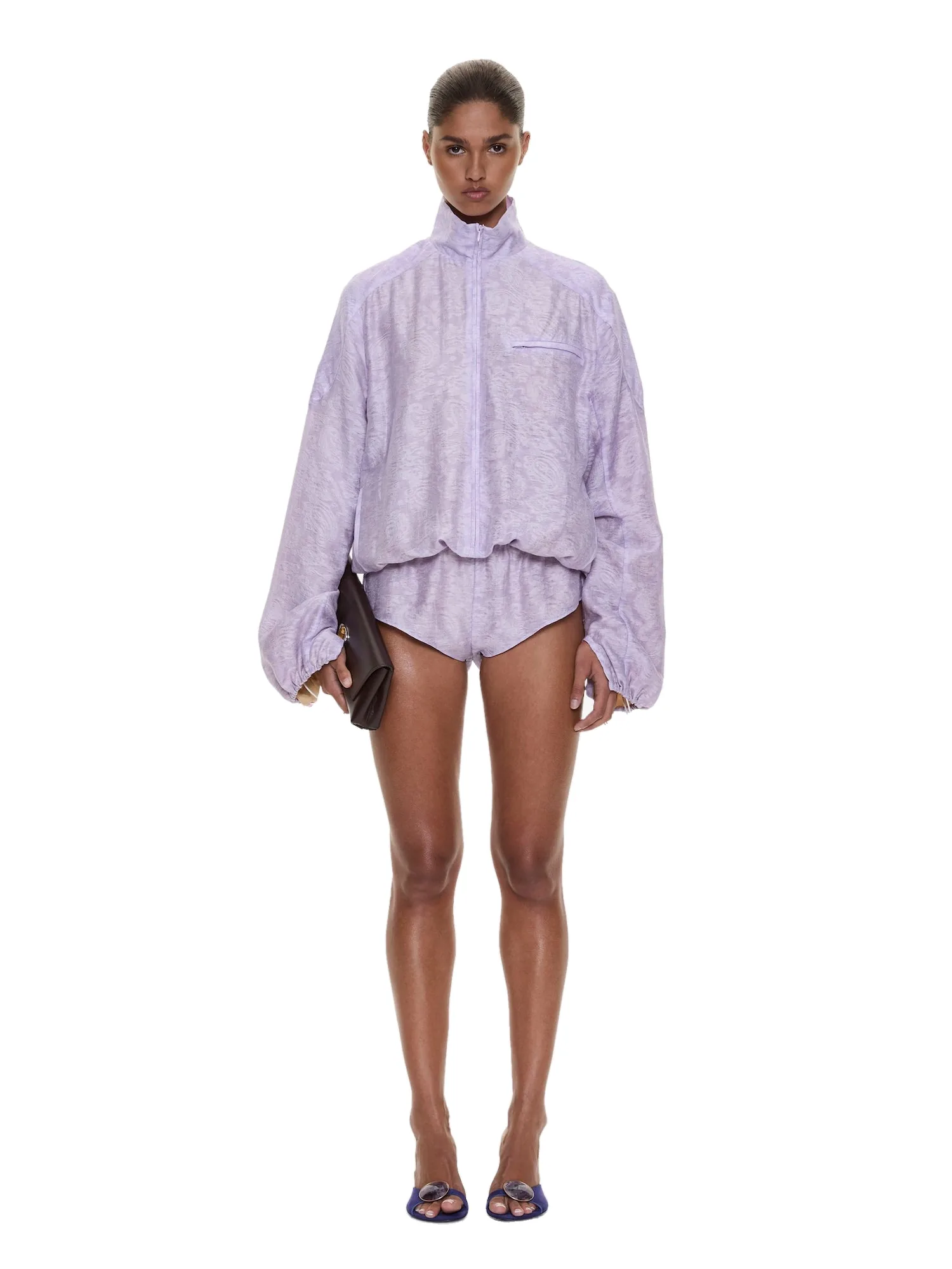 Christopher Esber Light Leak Jacquard Zipped One Piece in Lilac
