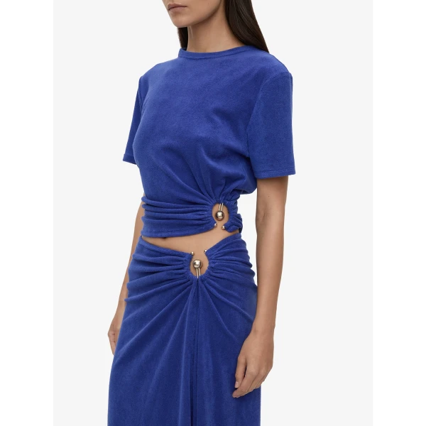Christopher Esber Looped Back Orbit Tee in Indigo Top, view 3