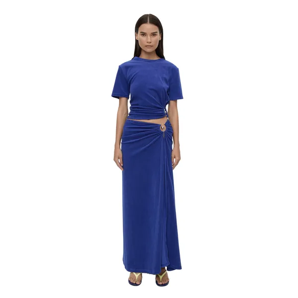 Christopher Esber Looped Back Orbit Tee in Indigo Top
